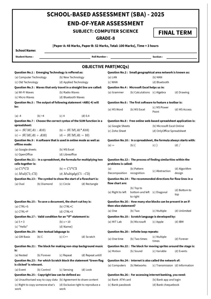 SBA Sample paper