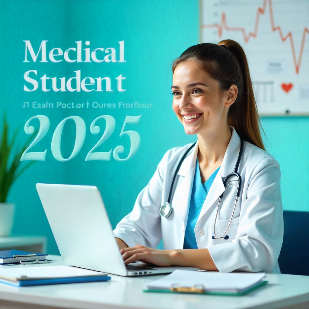 “A healthcare student preparing for NCLEX and CNA exams with study materials and a stethoscope in 2025.”