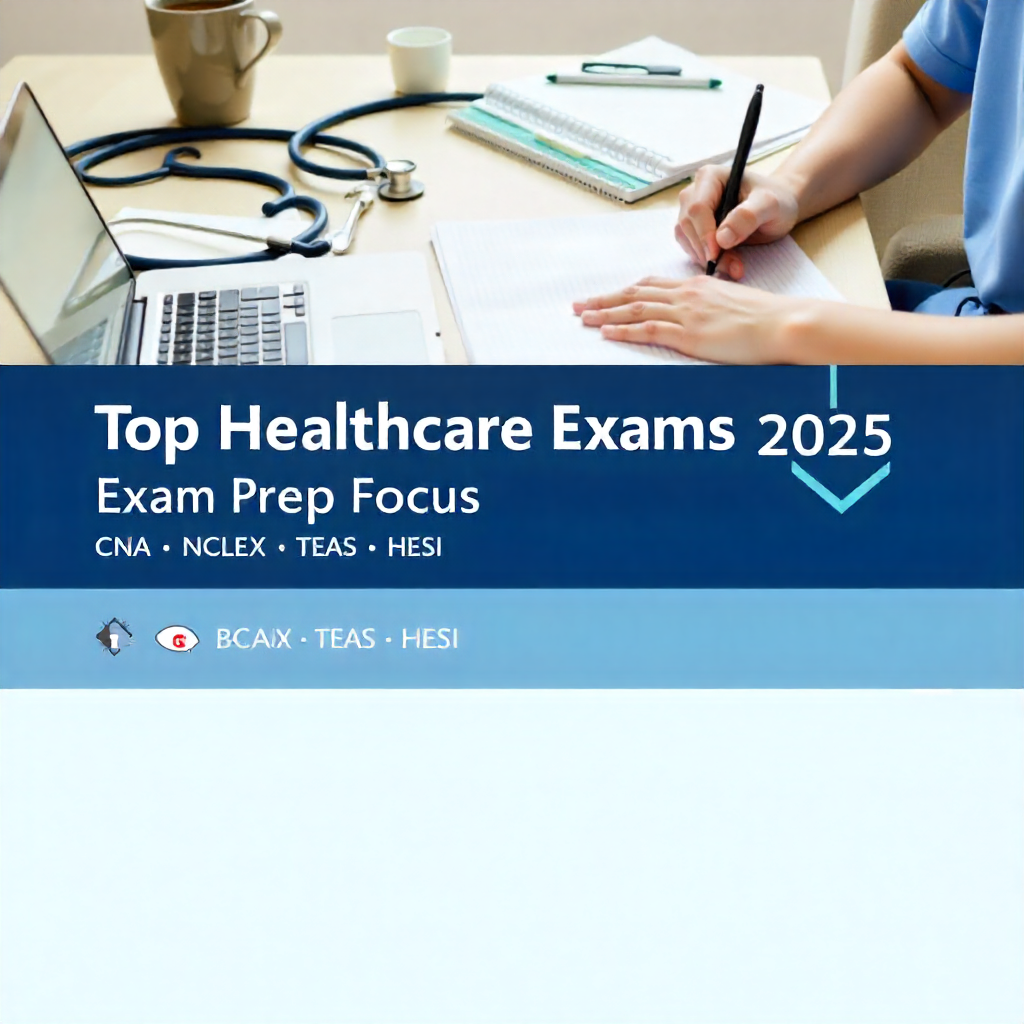 “Medical students preparing for healthcare certification exams like NCLEX and CNA in 2025.”