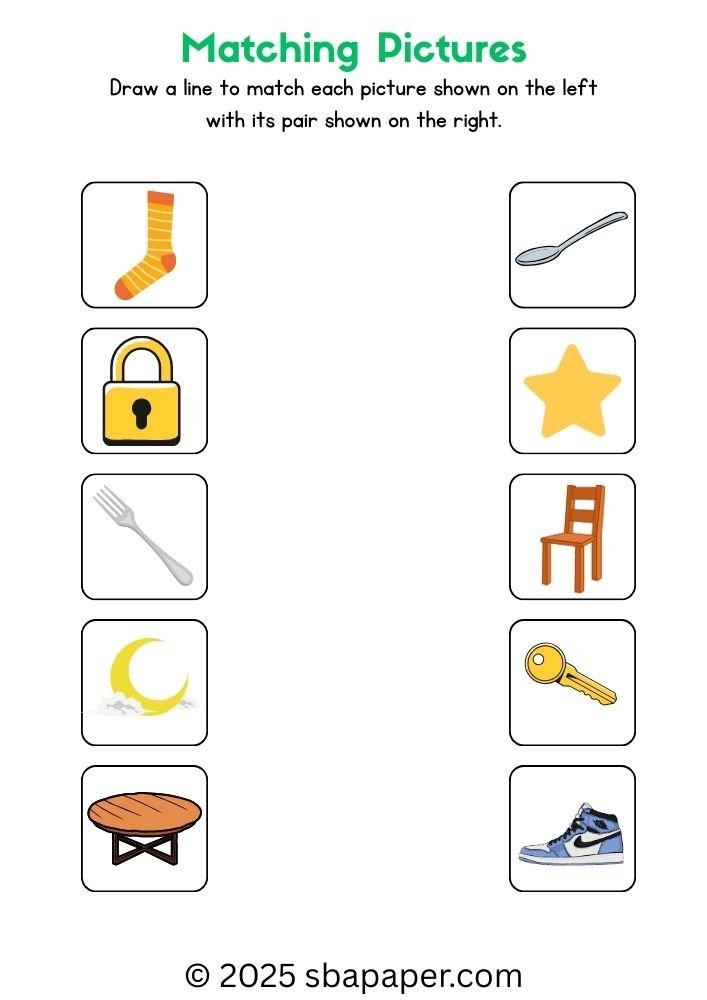 Matching worksheet preview